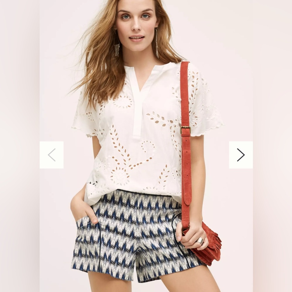 Anthropologie Splitneck Eyelet Blouse